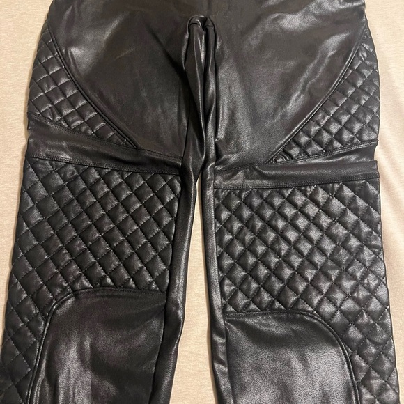 SPANX Faux Leather Black Moto Large Petite Leggings - Picture 2 of 5